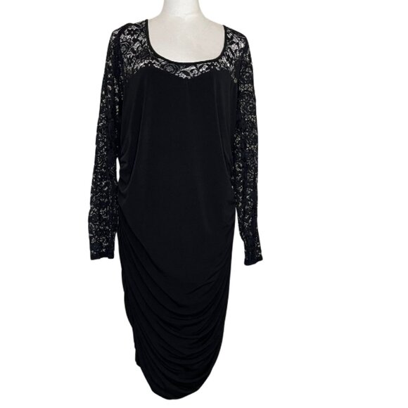 torrid Dresses & Skirts - Torrid Women's Black Lace Sleeves Ruched Dress Party Goth Punkcore Size 3X